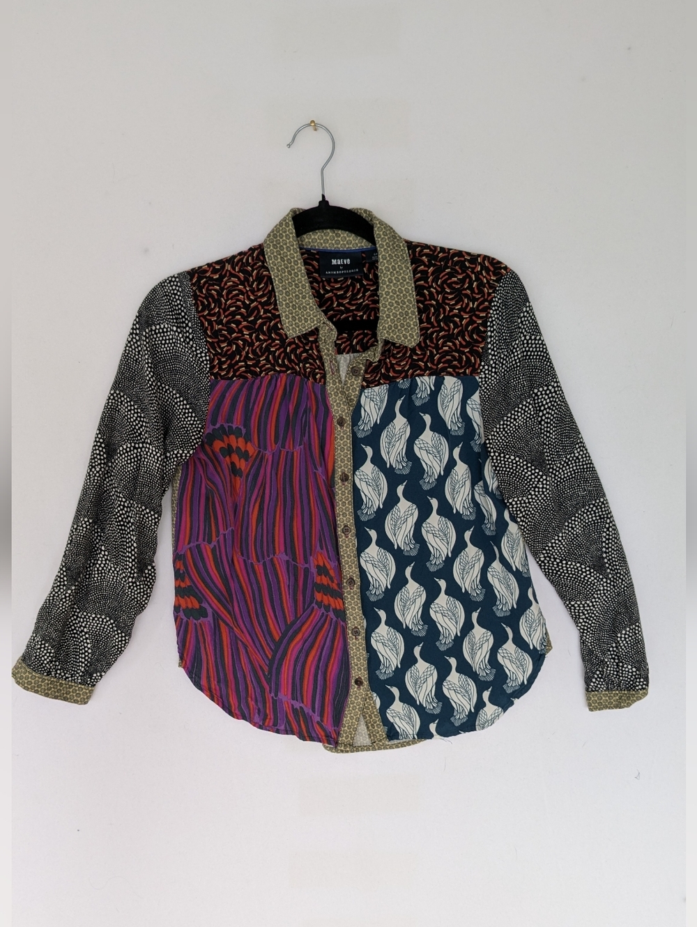 Anthropologie Maeve Paz Patterned Button Down Shirt Sz S